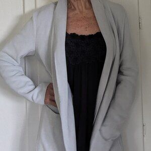 Powder Blue Joan Vass Faux Suede Summer Coat with deep pockets